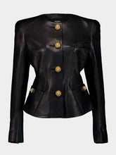Balmain Black Lambskin Leather Peplum Jacket