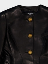 Balmain Black Lambskin Leather Peplum Jacket