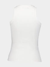 Balmain White Tank Top with Retro PB Embroidery