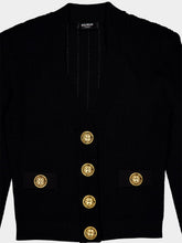 Balmain Black Cropped Knit Cardigan