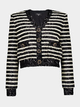 Balmain Striped Sequinned Cropped Jacket