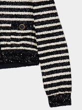 Balmain Striped Sequinned Cropped Jacket