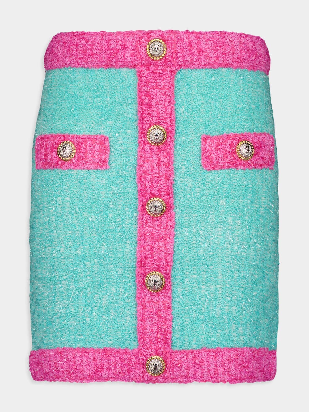 Two-Tone Buttoned Knit Skirt