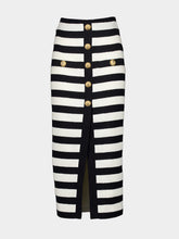 Balmain Striped Knitted Midi Skirt