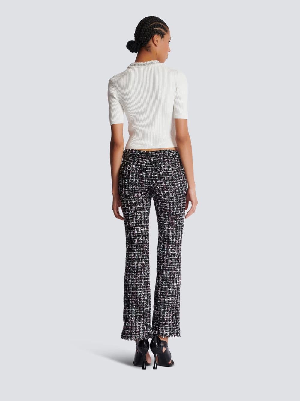 Black Tweed Flared Pants