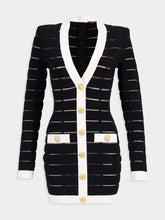 Balmain Two-Tone Knit Dress with Buttons