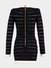 Balmain Two-Tone Knit Dress with Buttons