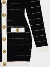 Balmain Two-Tone Knit Dress with Buttons
