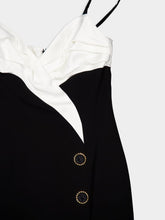 Balmain Two-Tone Long Crepe Dress with Leg Slit