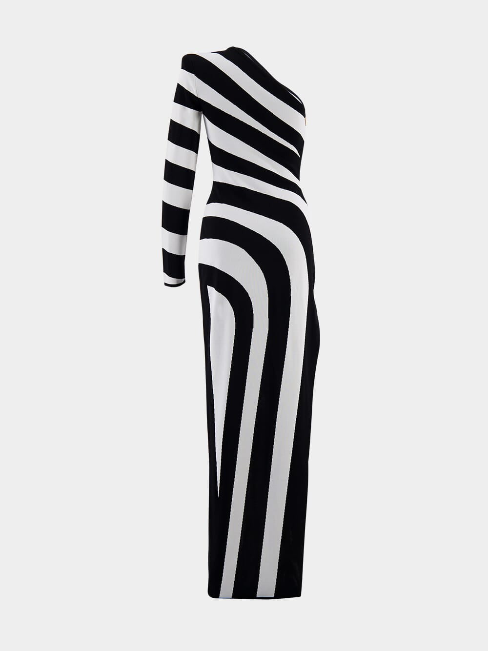 Long Asymmetrical Striped Knit Dress