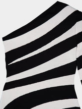 Balmain Long Asymmetrical Striped Knit Dress