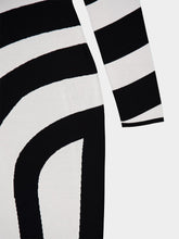 Balmain Long Asymmetrical Striped Knit Dress