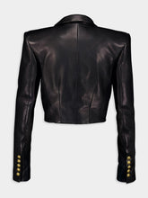 Balmain Black Leather Cropped Jacket