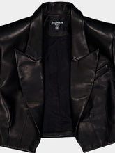 Balmain Black Leather Cropped Jacket