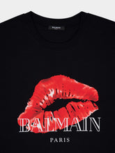 Balmain Black Kiss Print T-Shirt