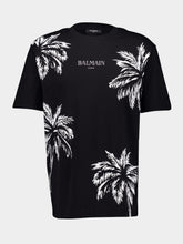 Balmain Black Palm Tree Print T-Shirt