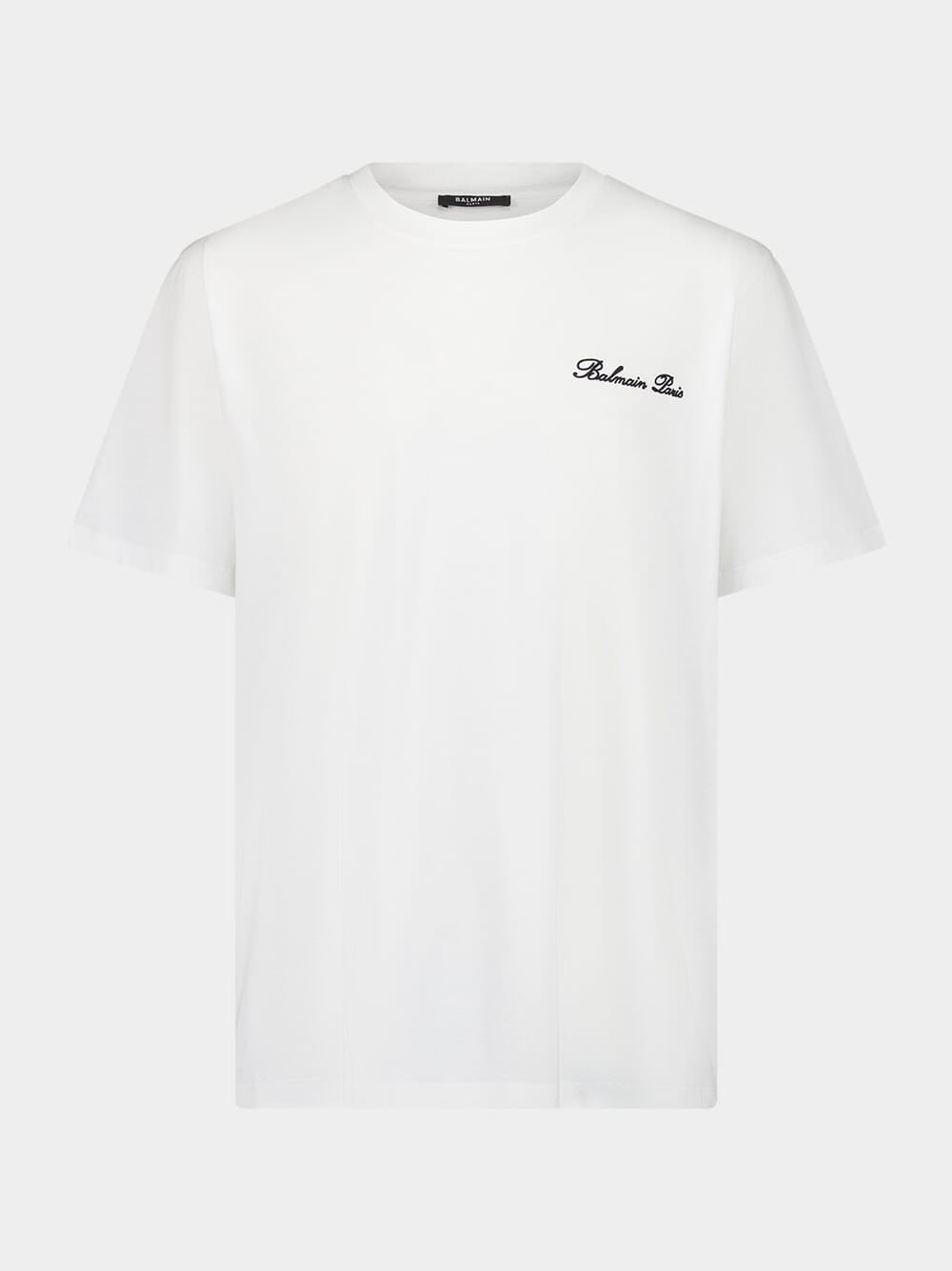 White Logo Embroidered T-Shirt