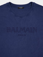 Balmain Blue Vintage Logo-Print T-Shirt