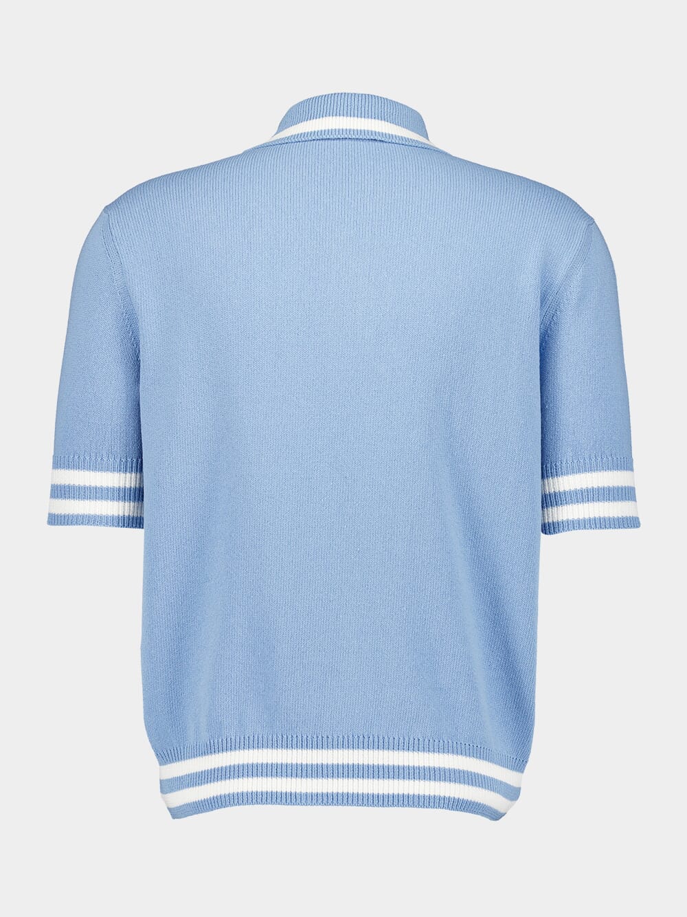 Blue Wool Polo Shirt with Balmain Signature Embroidery