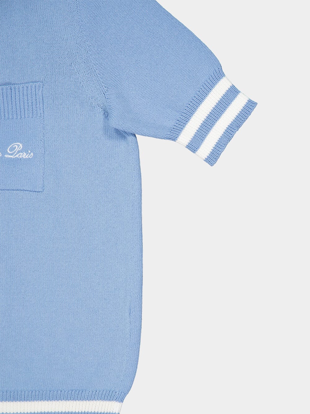 Blue Wool Polo Shirt with Balmain Signature Embroidery