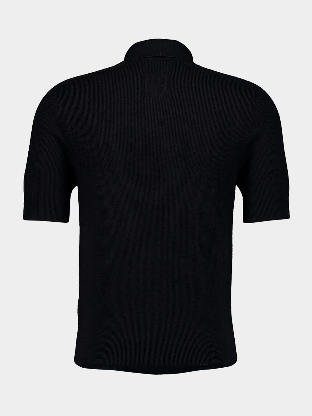 Merino Wool Black Polo Shirt