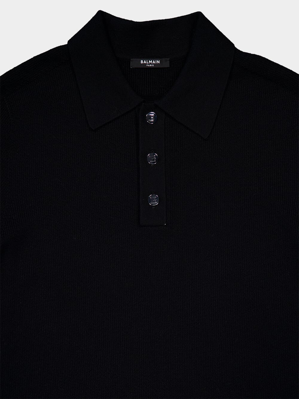 Merino Wool Black Polo Shirt