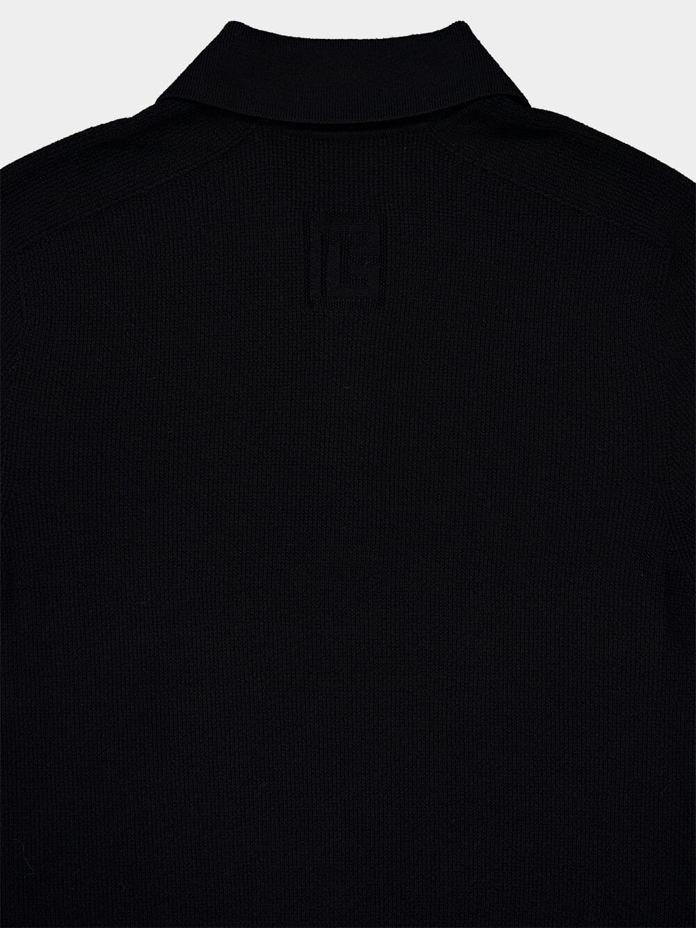 Merino Wool Black Polo Shirt