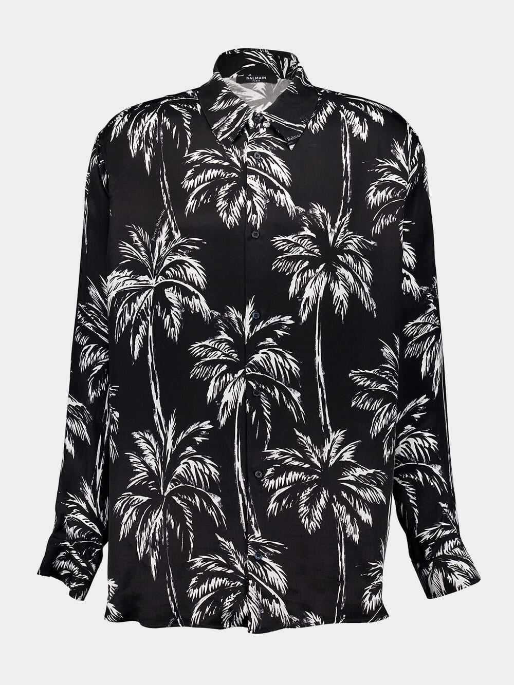 Printed Satin Palm Tree Shirt