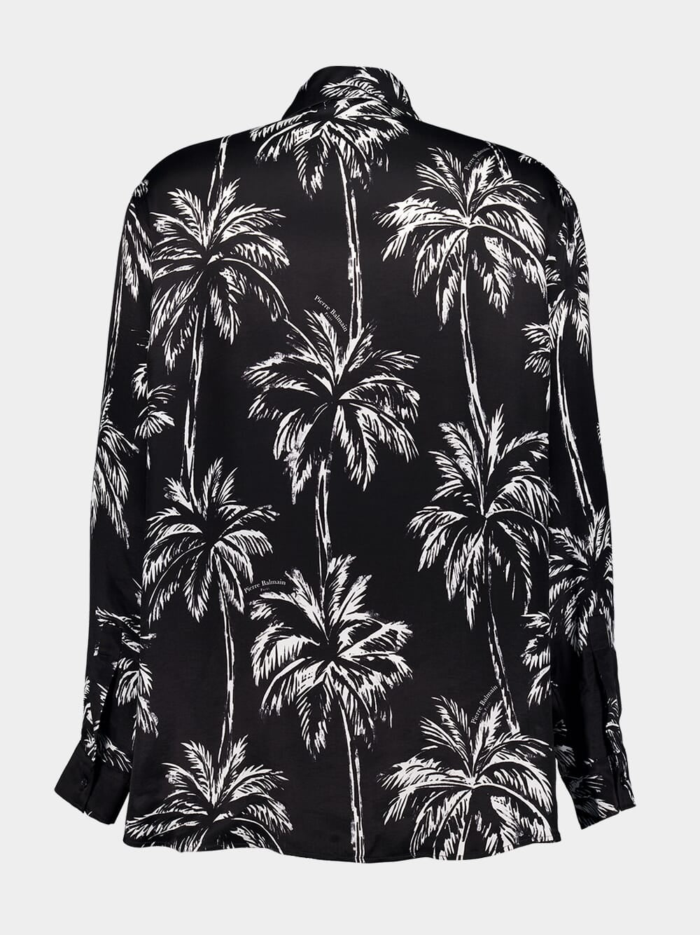 Printed Satin Palm Tree Shirt