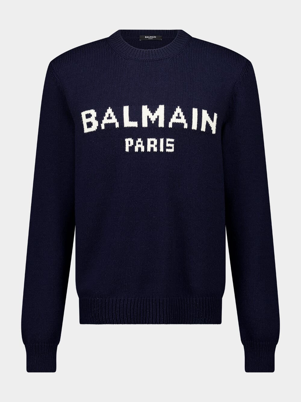 Navy Blue Intarsia Logo Sweater