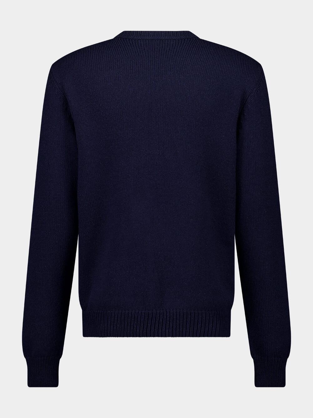 Navy Blue Intarsia Logo Sweater