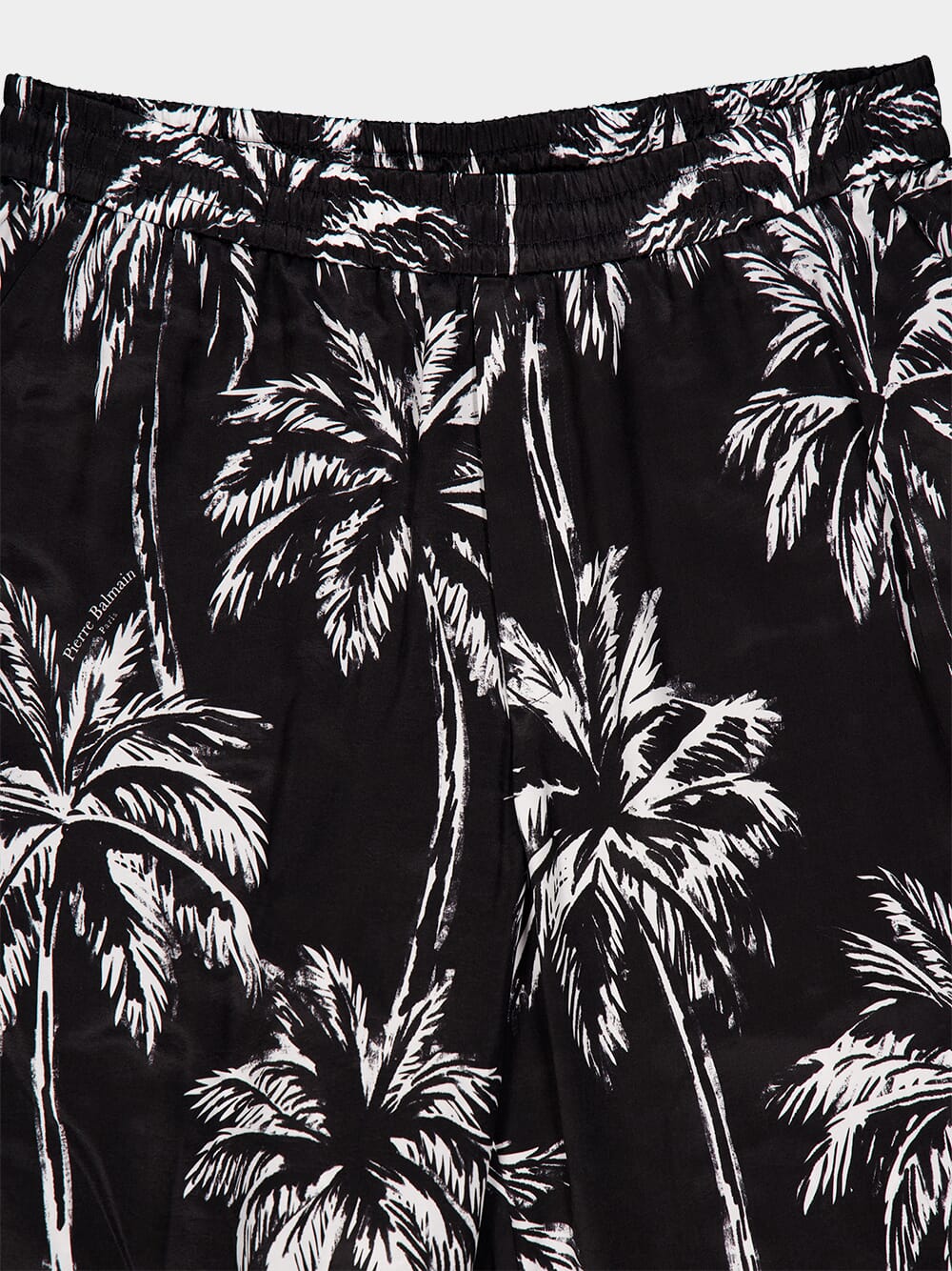 Black Palm Print Satin Pyjama Trousers