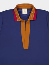 Paula Diane Navy Blazer Silk V-Neck Long-Sleeve Top