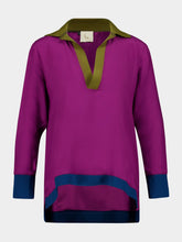 Paula Diane Phox Silk V-Neck Long-Sleeve Top