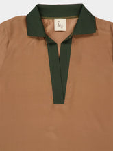 Paula Diane Timberwolf Silk V-Neck Long-Sleeve