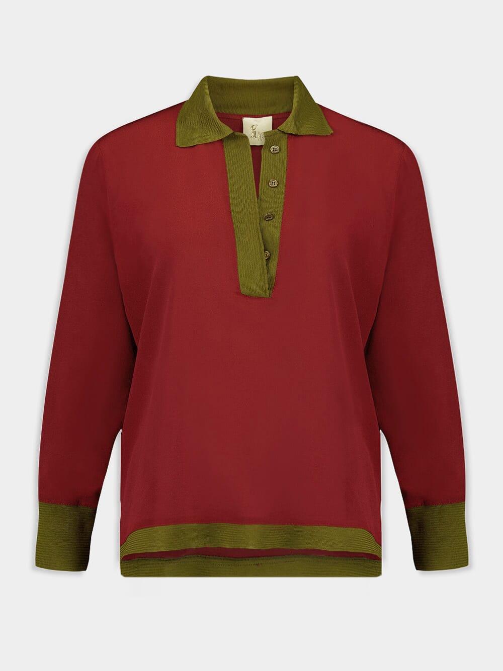 Diane Burgundy Silk V-Neck Longsleeve