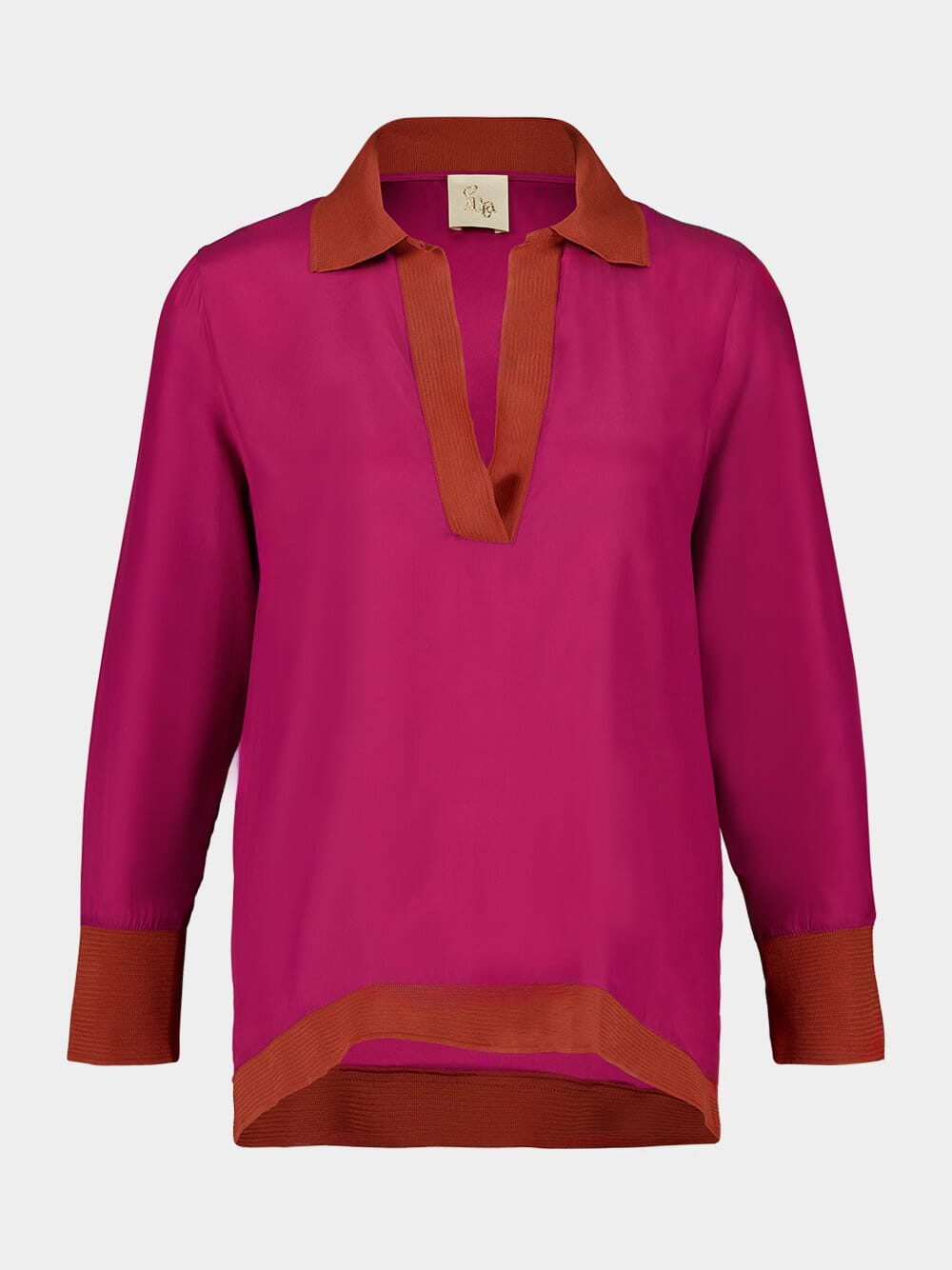 Diane Purple Potion Stick Silk V-Neck Long-Sleeve