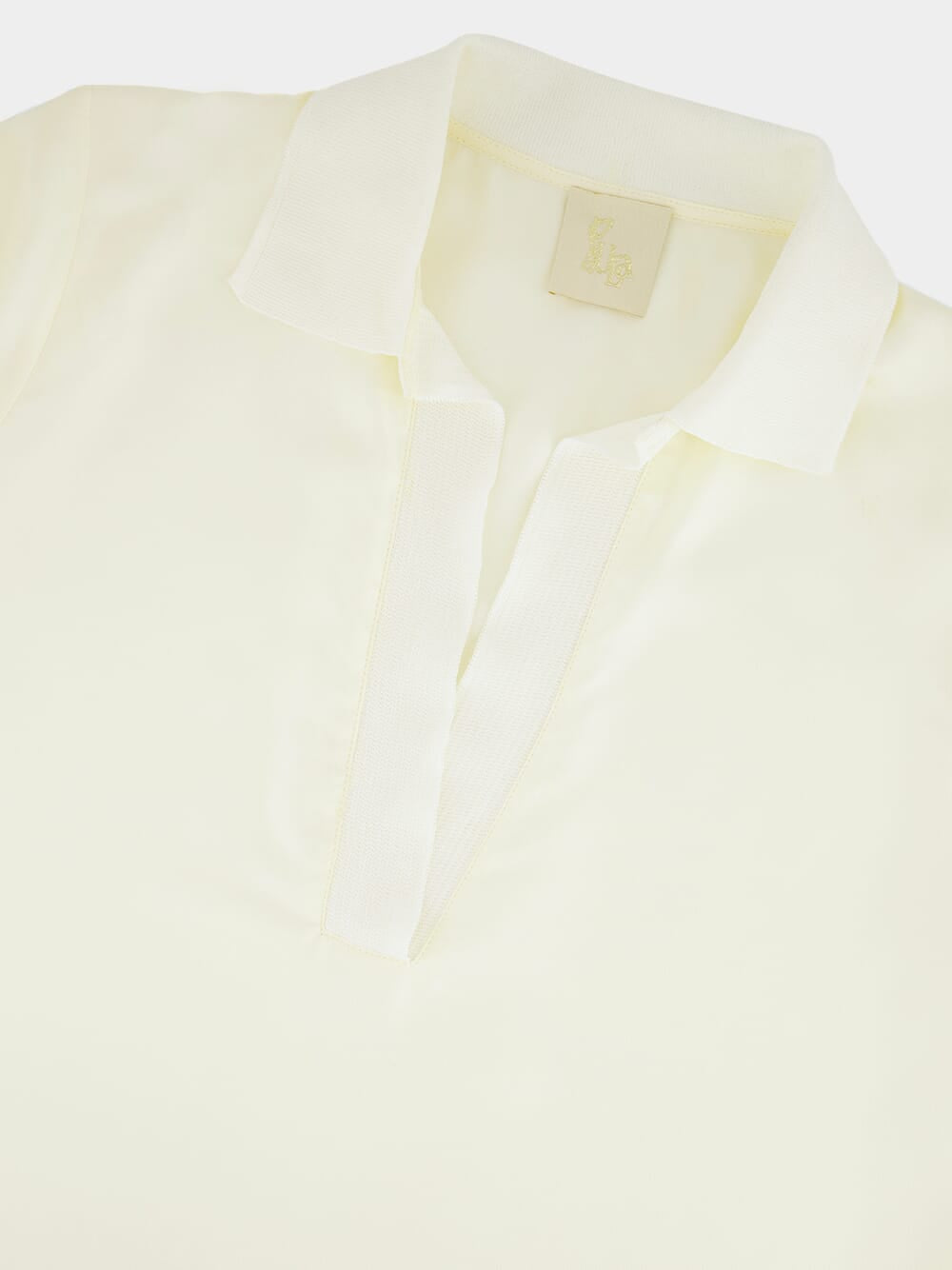 Diane Vanilla Custard Silk Twill V-Neck Long-Sleeve