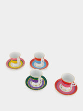 La DoubleJ Set of 4 Rainbow Coffee Cup and Saucer