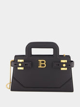 Balmain Black Small B-Buzz Top Handle Bag in Grained Leather