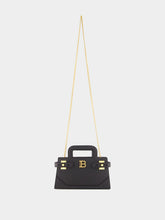 Balmain Black Small B-Buzz Top Handle Bag in Grained Leather