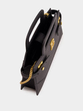 Balmain Black Small B-Buzz Top Handle Bag in Grained Leather