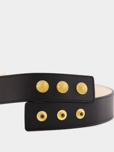 Balmain Embellished Gold Snail Buckle Leather Belt