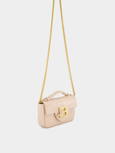 Balmain Beige B-Buzz 17 Mini Bag in Crocodile-Embossed Calfskin