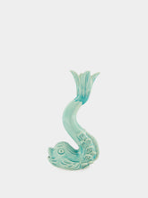 Jean Roger Celadon Blue Dolphin Ceramic Candle Holder