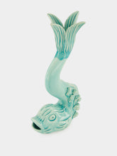 Jean Roger Celadon Blue Dolphin Ceramic Candle Holder