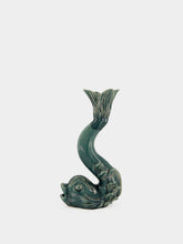 Jean Roger Peacock Blue Dolphin Ceramic Candle Holder