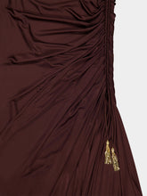 Balmain Brown Draped Flowing Jersey Maxi Dress
