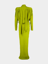 Balmain Green Draped Silk Charmeuse Maxi Dress