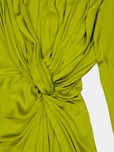 Balmain Green Draped Silk Charmeuse Maxi Dress